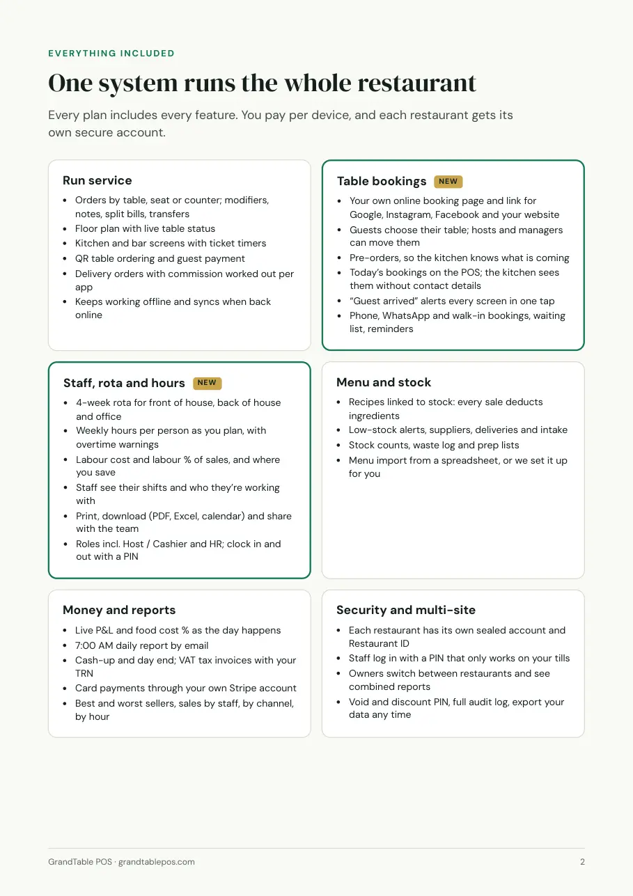 GrandTable POS brochure page 2